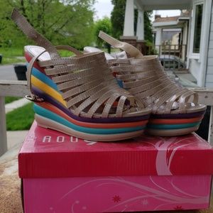 Nude Wedges  multi colored heel